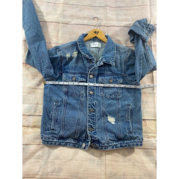 KanCan Women's Blue Denim Tribe Co Ed Cheer Button Front Denim Jacket - XL - Picture 11 of 15